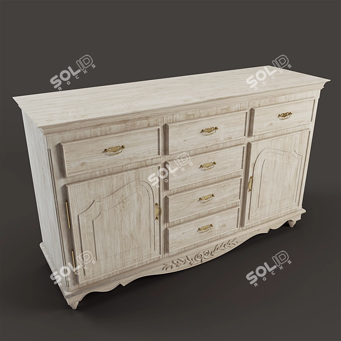 Romantic Country Corner Chest: 2 Doors, 6 Drawers 3D model image 2