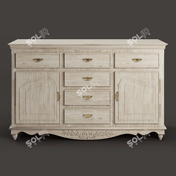 Romantic Country Corner Chest: 2 Doors, 6 Drawers 3D model image 3