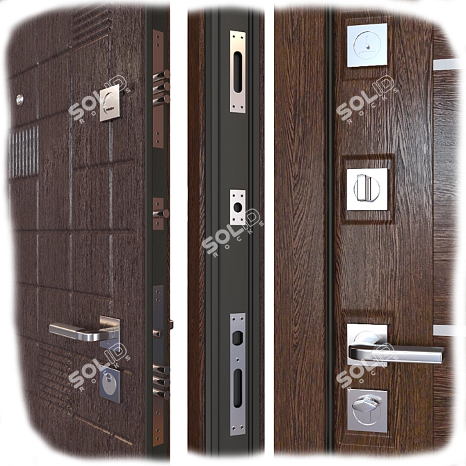 Stylish EnterDoor Tetris: Modern Metal Entrance 3D model image 2