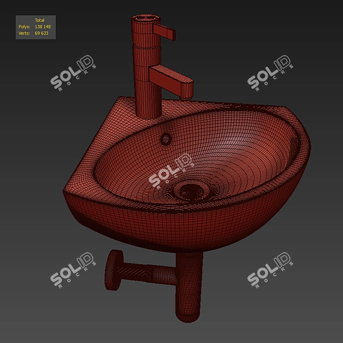 Kolo Runa Corner Washbasin 3D model image 2