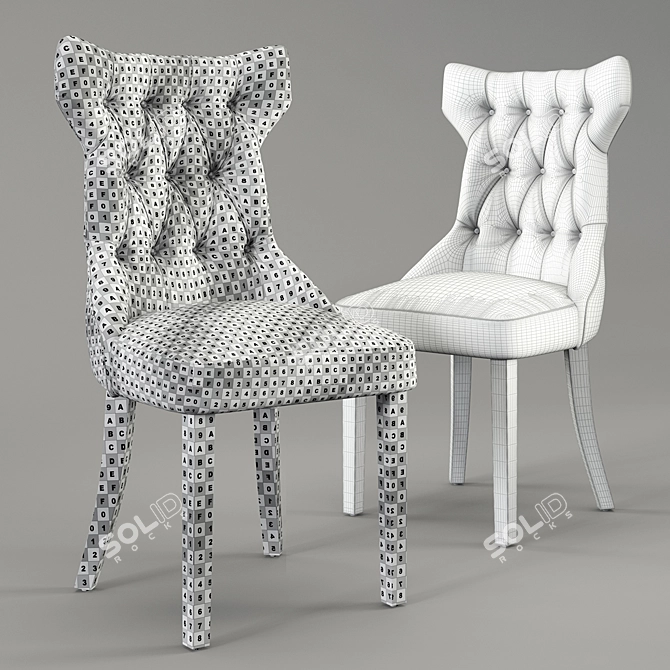 Luxury Tufted Dining Chair 3D model image 3