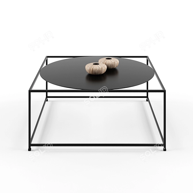 Modern Square Coffee Table with Round Top 3D model image 2