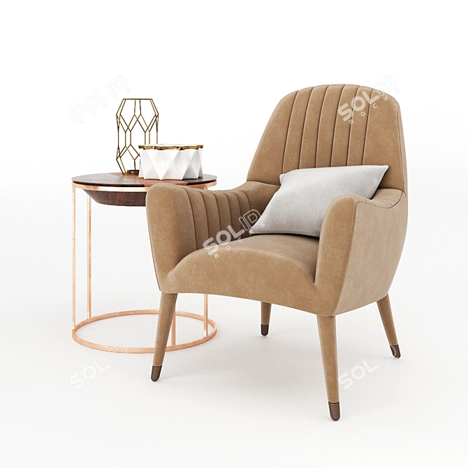 Elegant Comfort: Salvador Armchair & Duccio Coffee Table 3D model image 3