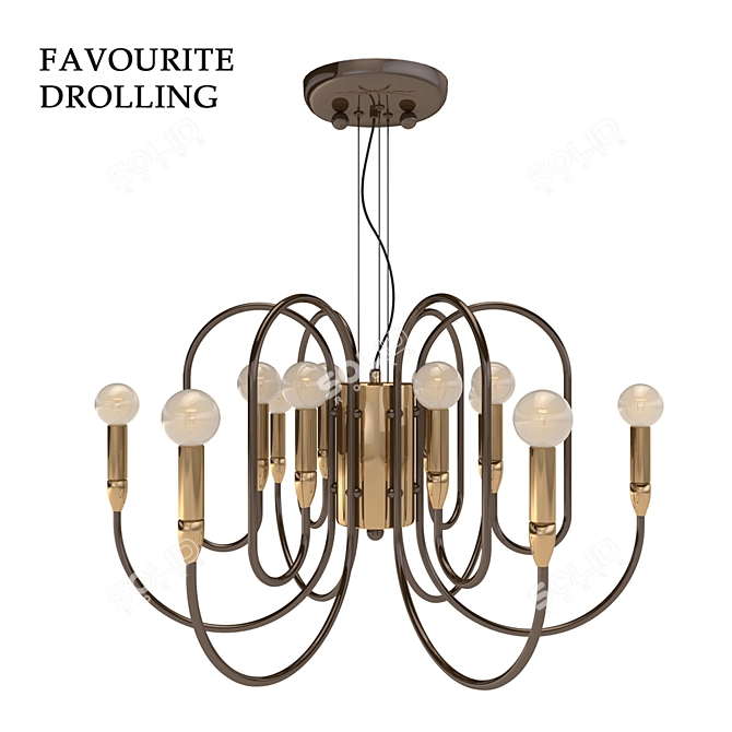 Dazzling 12-Light Favourite Chandelier 3D model image 1