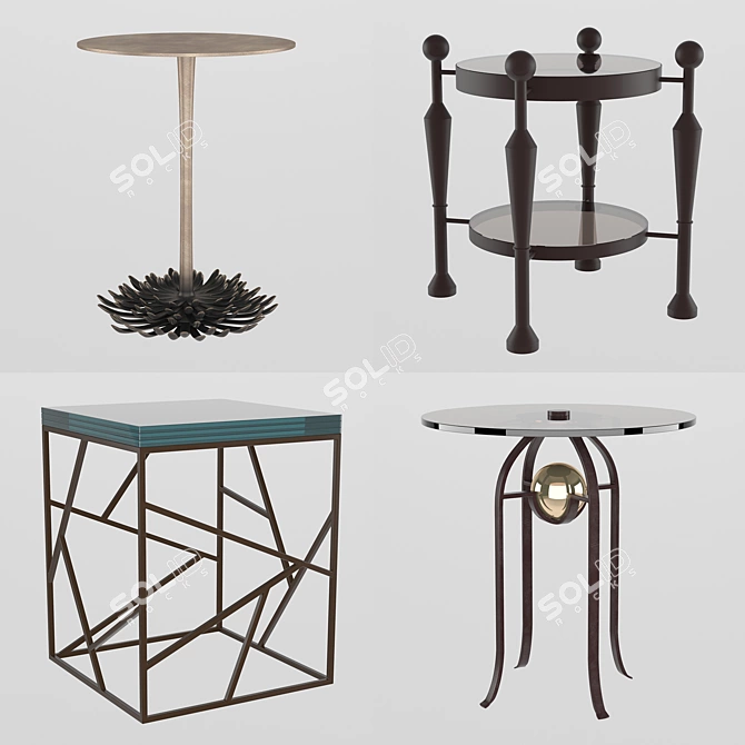 Stylish Table Collection by Arteriors 3D model image 1
