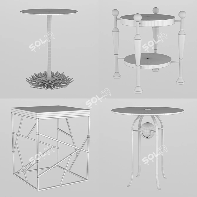 Stylish Table Collection by Arteriors 3D model image 2