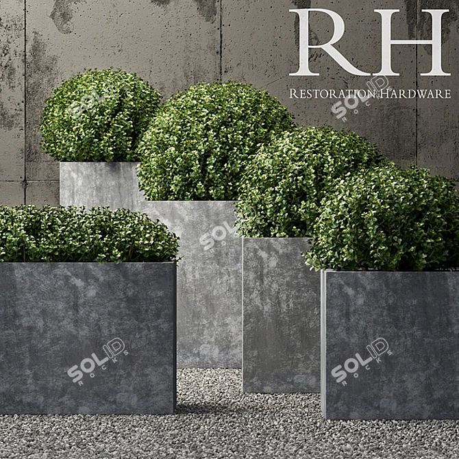 Luxury Zinc Square Planters 3D model image 1