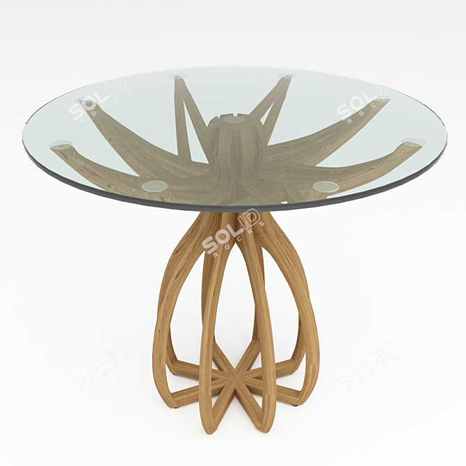 Rustic Wooden Dining Table 3D model image 1