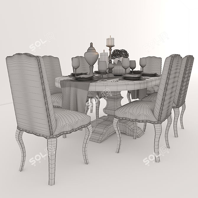 Pottery Barn Dining Set: Elegant and Functional 3D model image 3