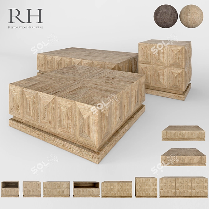 Modern Geometric Bedroom Furniture 3D model image 1