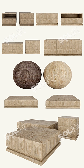 Modern Geometric Bedroom Furniture 3D model image 2