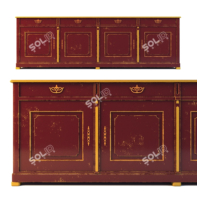 Italian Vintage Chest of Drawers (3050x970x580 mm) 3D model image 1