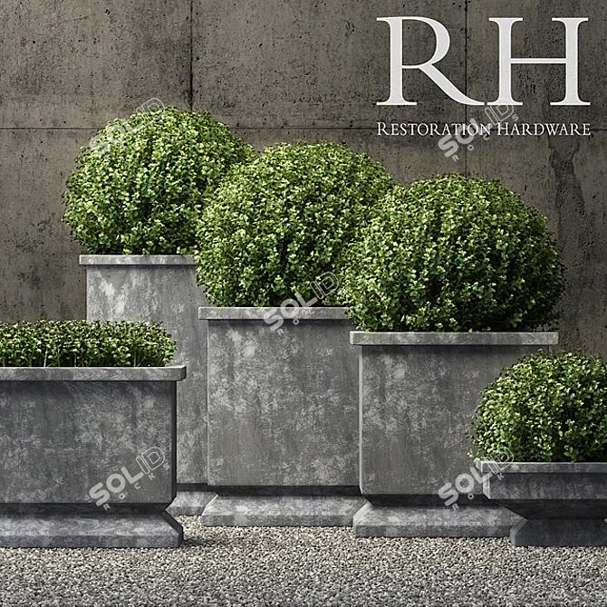 Classy Zinc Footed Planters 3D model image 1