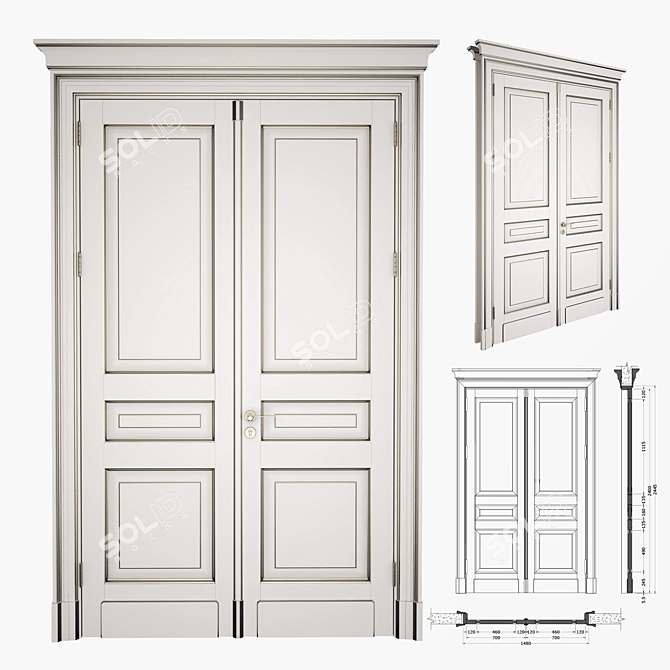 Classic Double Door: 2D DWG File 3D model image 1