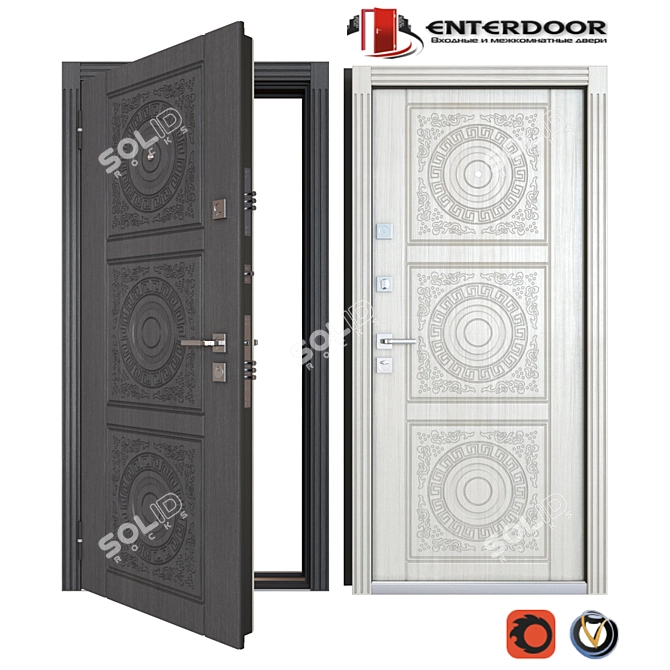 Bohema Entrance Metal Door: Elegant Design & Secure Protection 3D model image 1