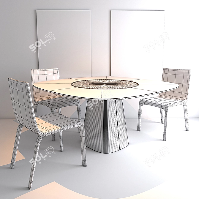 Sleek Mythos Table + Sicla Chair 3D model image 2
