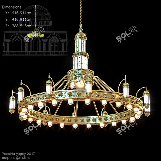 Eastern Mosque Chandelier 3D model image 1