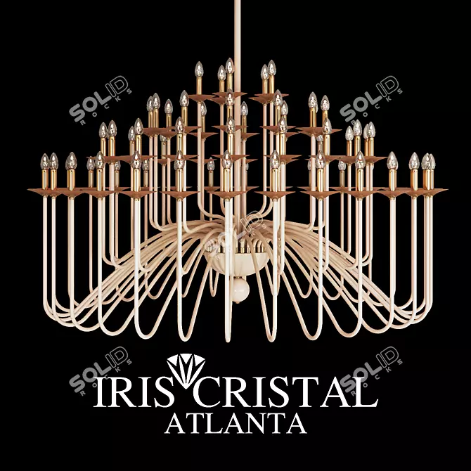 Elegant Champagne Crystal Chandelier. 65 lights 3D model image 1