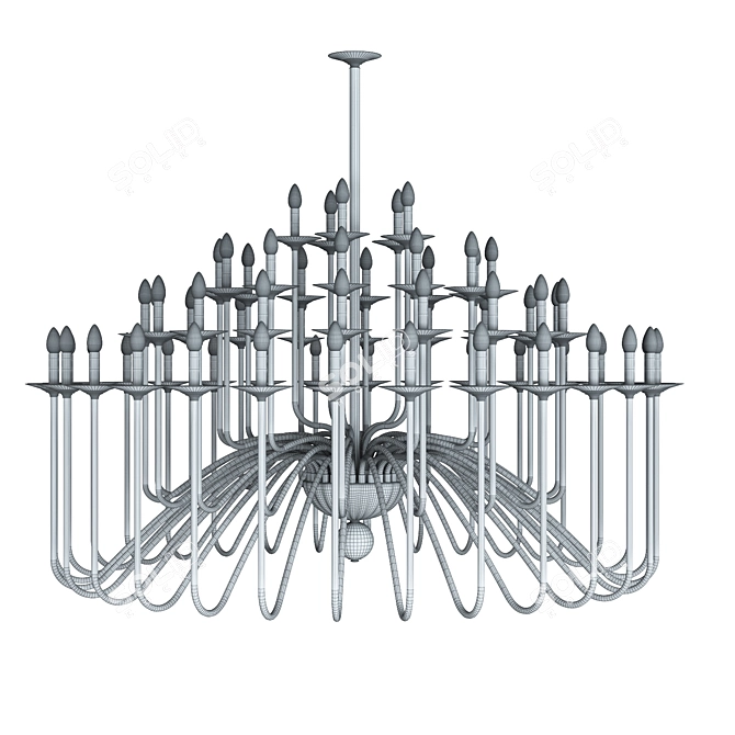 Elegant Champagne Crystal Chandelier. 65 lights 3D model image 2