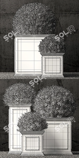 Elegant Zinc Framed Panel Planters 3D model image 3