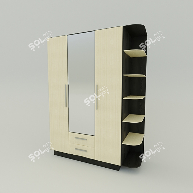 Triple Door Cabinet 3D model image 1