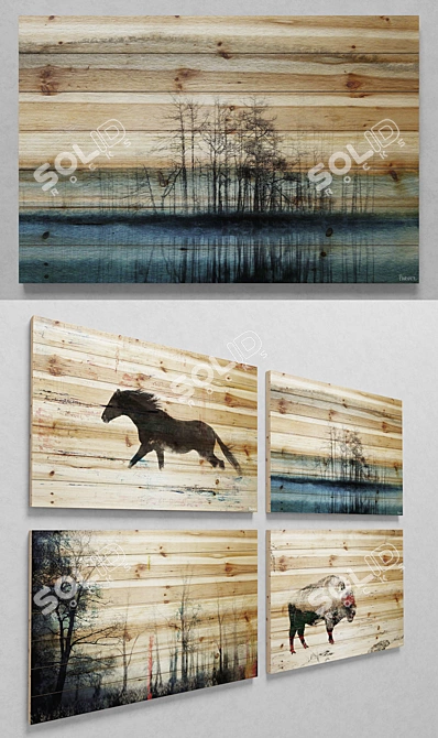 Artistic Wooden Wall Decor by Parvez Taj 3D model image 2