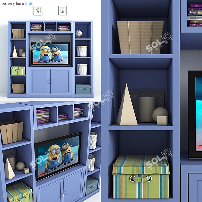 Modern Media Wall System 3D model image 1