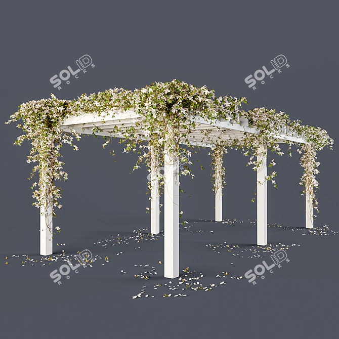 Blooming Pergola: White Flowers 3D model image 1