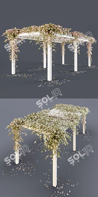 Blooming Pergola: White Flowers 3D model image 2
