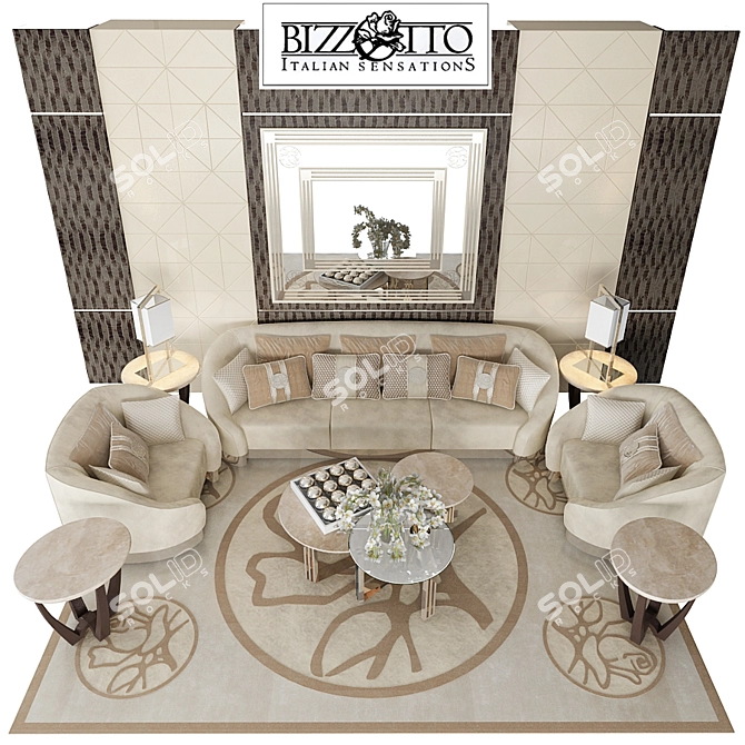 Elegant Infinity Symphony Coffee Table & Sofa Set 3D model image 1