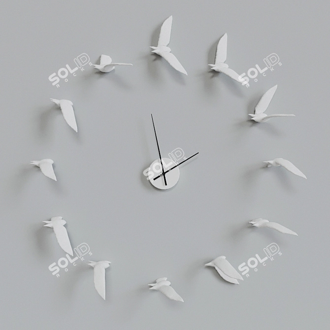 Elegant Swallow Wall Clock 3D model image 1