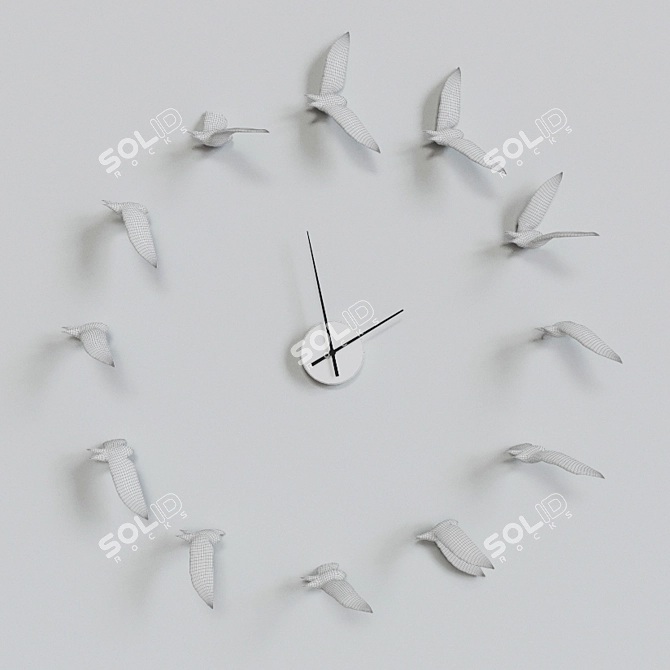 Elegant Swallow Wall Clock 3D model image 2