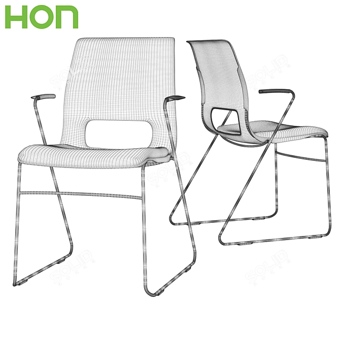 Sleek HON Stacking Chair: Comfort and Style 3D model image 2