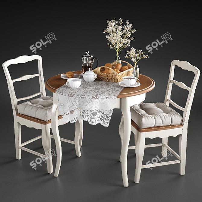 Elegant Wood Dining Chair 3D model image 1