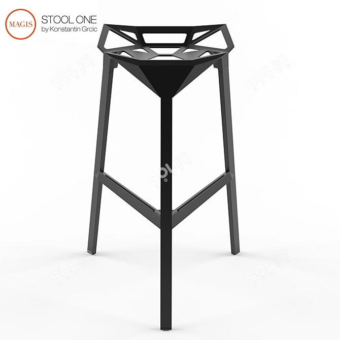 Sleek Aluminum Stool 3D model image 1