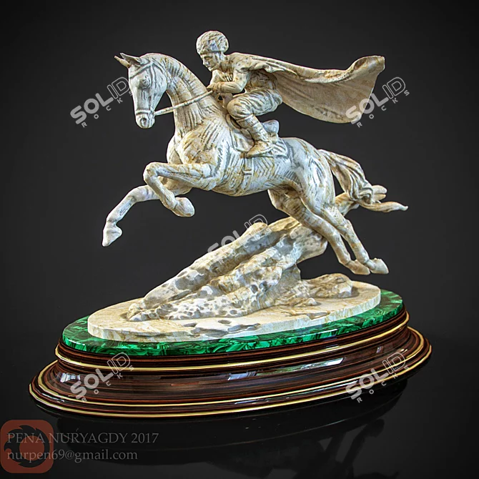 Elegant Horse Statuette 3D model image 1