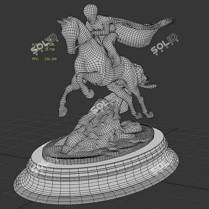 Elegant Horse Statuette 3D model image 3