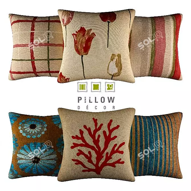 Cozy Comfort 12-Piece Pillow Set 3D model image 1