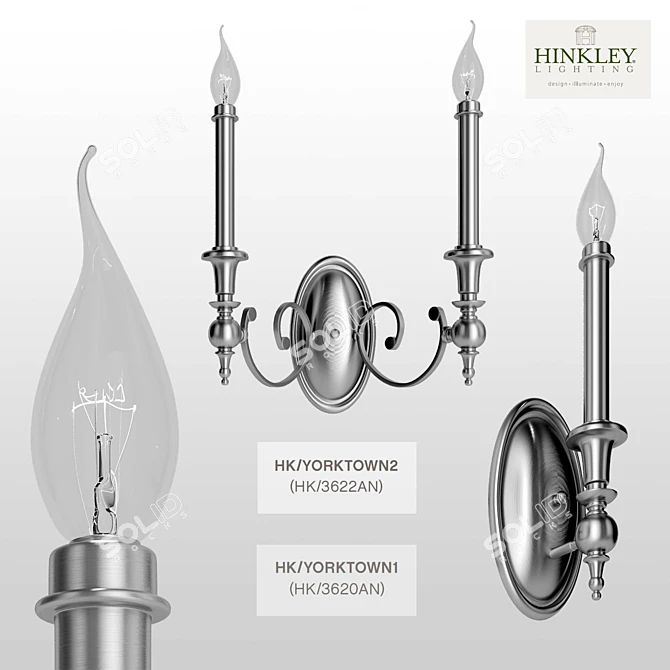 Antique Nickel Yorktown Wall Lights 3D model image 1