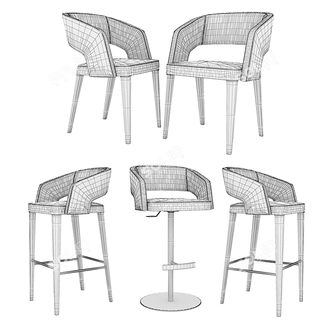 Potocco Jolly Bar Chair: Stylish and Functional 3D model image 3
