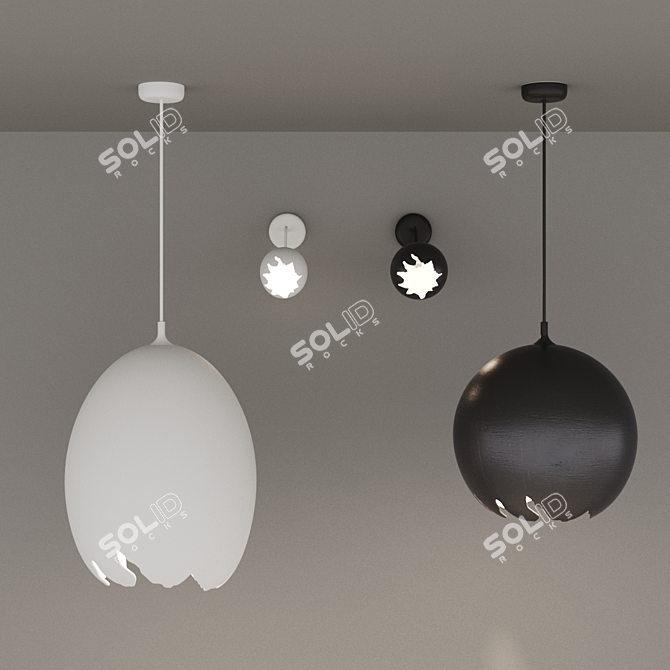 Eggshell Loft Chandelier 3D model image 1