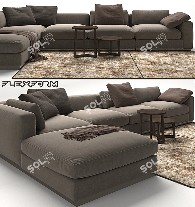 Flexform Beauty Sofa + Jiff Tables and Carpet 3D model image 1