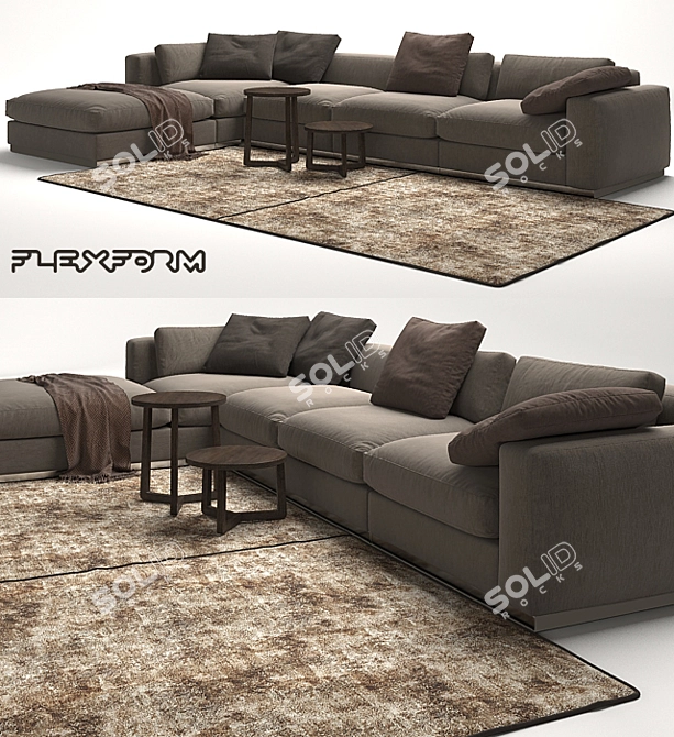 Flexform Beauty Sofa + Jiff Tables and Carpet 3D model image 2