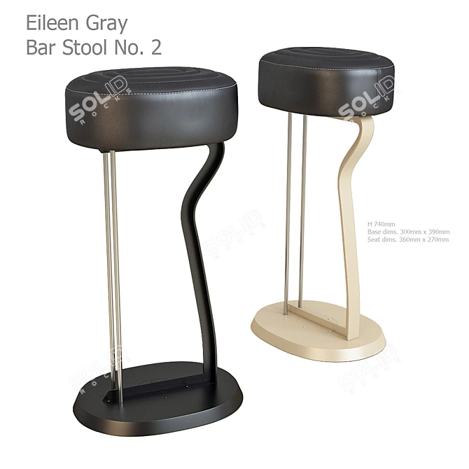 Elegant Gray Bar Stool: Classic Design 3D model image 1