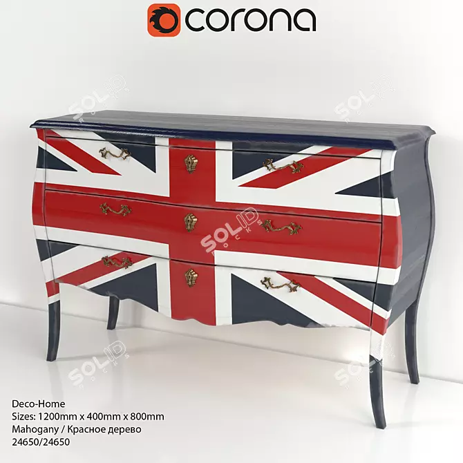 Union Jack Commode Set 3D model image 1