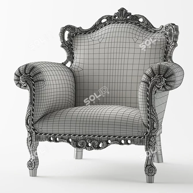 Elegant Tiffany Armchair: 105 cm, 40 cm seat height 3D model image 2