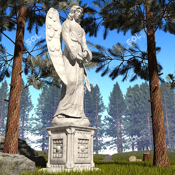 Heavenly Serenity Angel Sculpture 3D model image 3