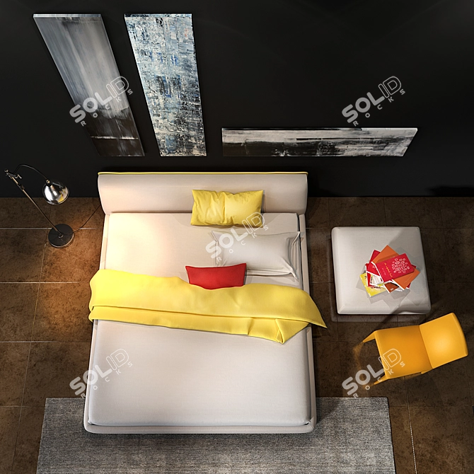 Bonaldo Amos Bed: Sleek and Stylish 3D model image 2