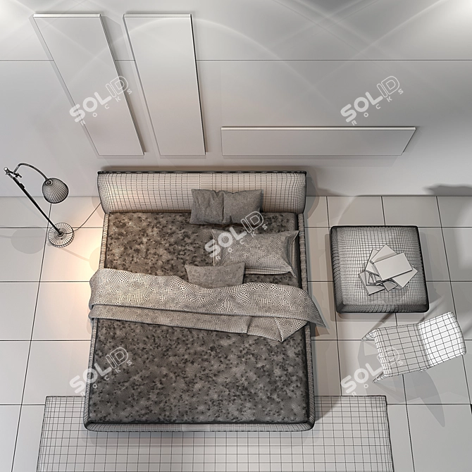 Bonaldo Amos Bed: Sleek and Stylish 3D model image 3