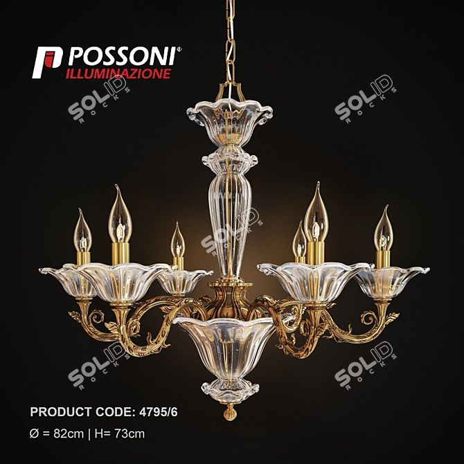 Possoni_4795-6 Italian Chandelier 3D model image 1